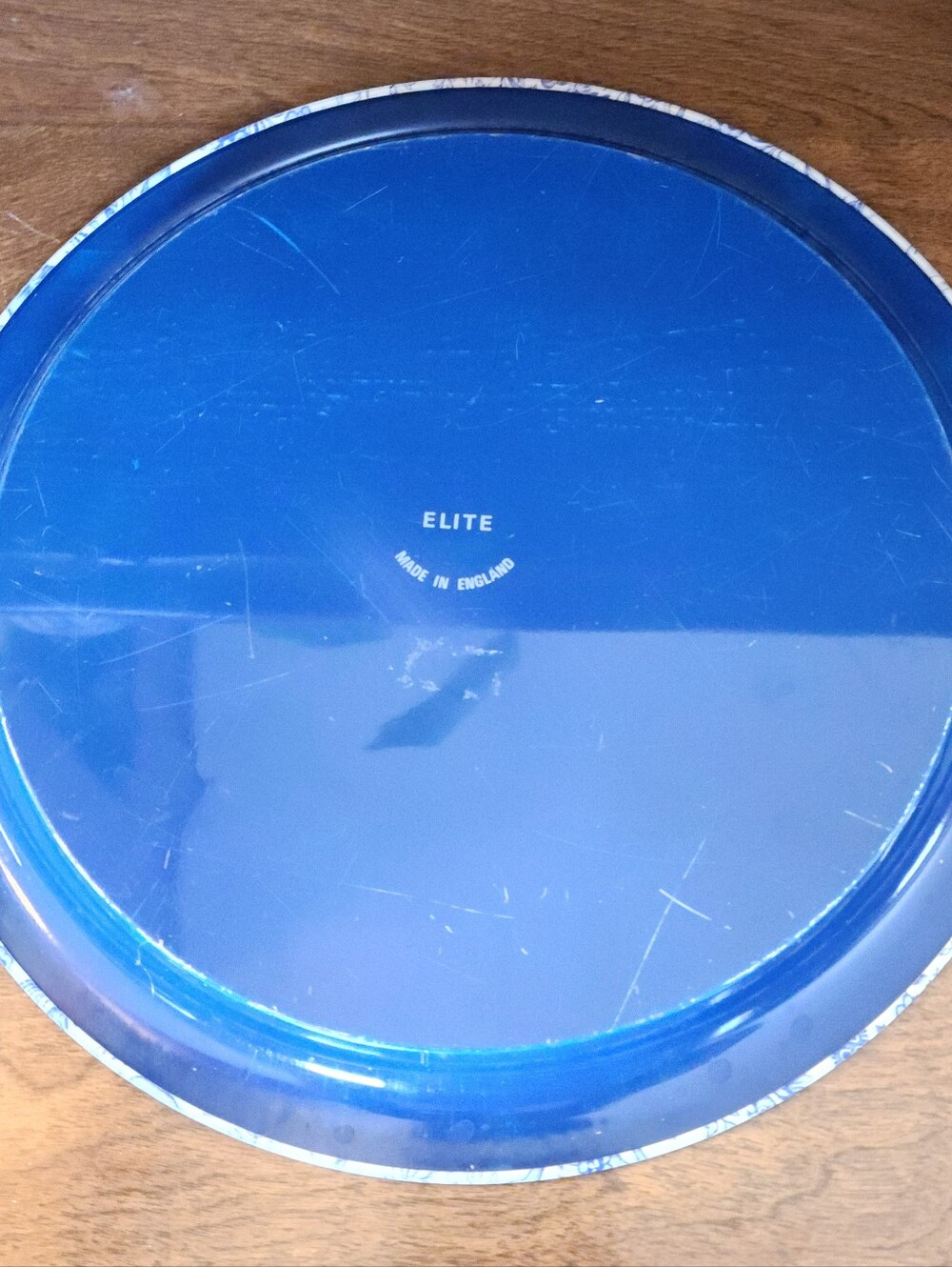 Vtg Elite England Tray Blue White Birds Novelty Print Metal 10" HTF Pattern - Picture 4 of 9